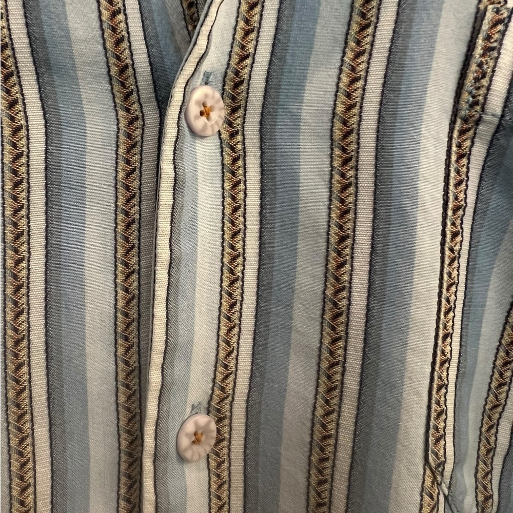 Tommy Bahama Size Large Striped Button 100% Tencel Shirt Classic, Western, Beach - Picture 6 of 8